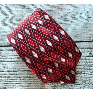Stafford Men's Tie Red/White/Gray Silk Made in China RN51093 Accessories